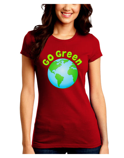 Go Green - Planet Earth Juniors Crew Dark T-Shirt-T-Shirts Juniors Tops-TooLoud-Red-Juniors Fitted Small-Davson Sales