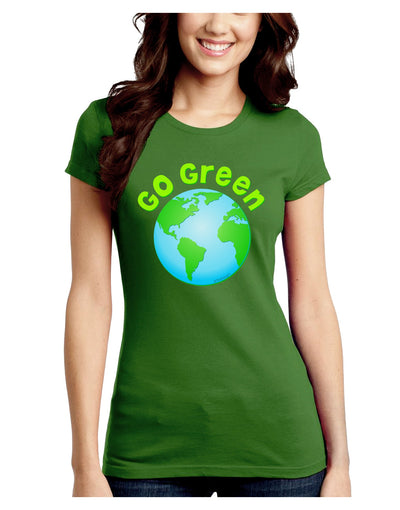 Go Green - Planet Earth Juniors Crew Dark T-Shirt-T-Shirts Juniors Tops-TooLoud-Kiwi-Green-Juniors Fitted Small-Davson Sales