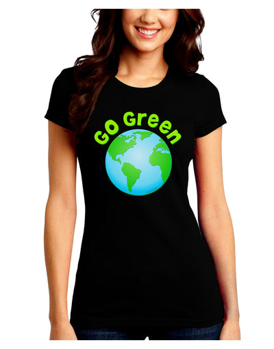 Go Green - Planet Earth Juniors Crew Dark T-Shirt-T-Shirts Juniors Tops-TooLoud-Black-Juniors Fitted Small-Davson Sales