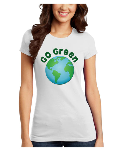 Go Green - Planet Earth Juniors T-Shirt-Womens Juniors T-Shirt-TooLoud-White-Juniors Fitted X-Small-Davson Sales