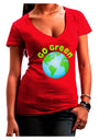 Go Green - Planet Earth Juniors V-Neck Dark T-Shirt-Womens V-Neck T-Shirts-TooLoud-Red-Juniors Fitted Small-Davson Sales