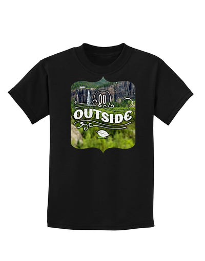 Go Outside - Beautiful Cliffs Childrens Dark T-Shirt-Childrens T-Shirt-TooLoud-Black-X-Small-Davson Sales