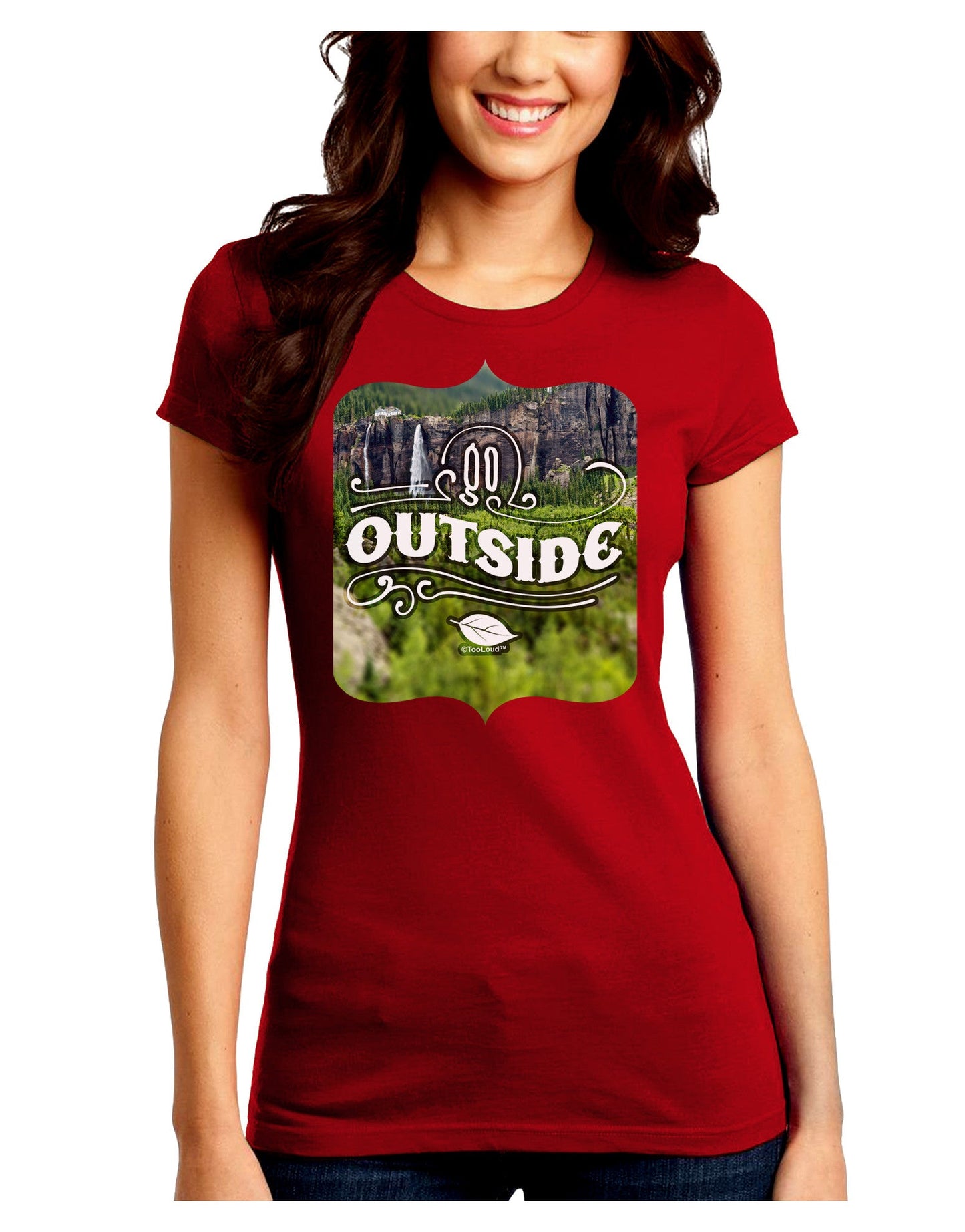 Go Outside - Beautiful Cliffs Juniors Petite Crew Dark T-Shirt-T-Shirts Juniors Tops-TooLoud-Red-Juniors Fitted Small-Davson Sales