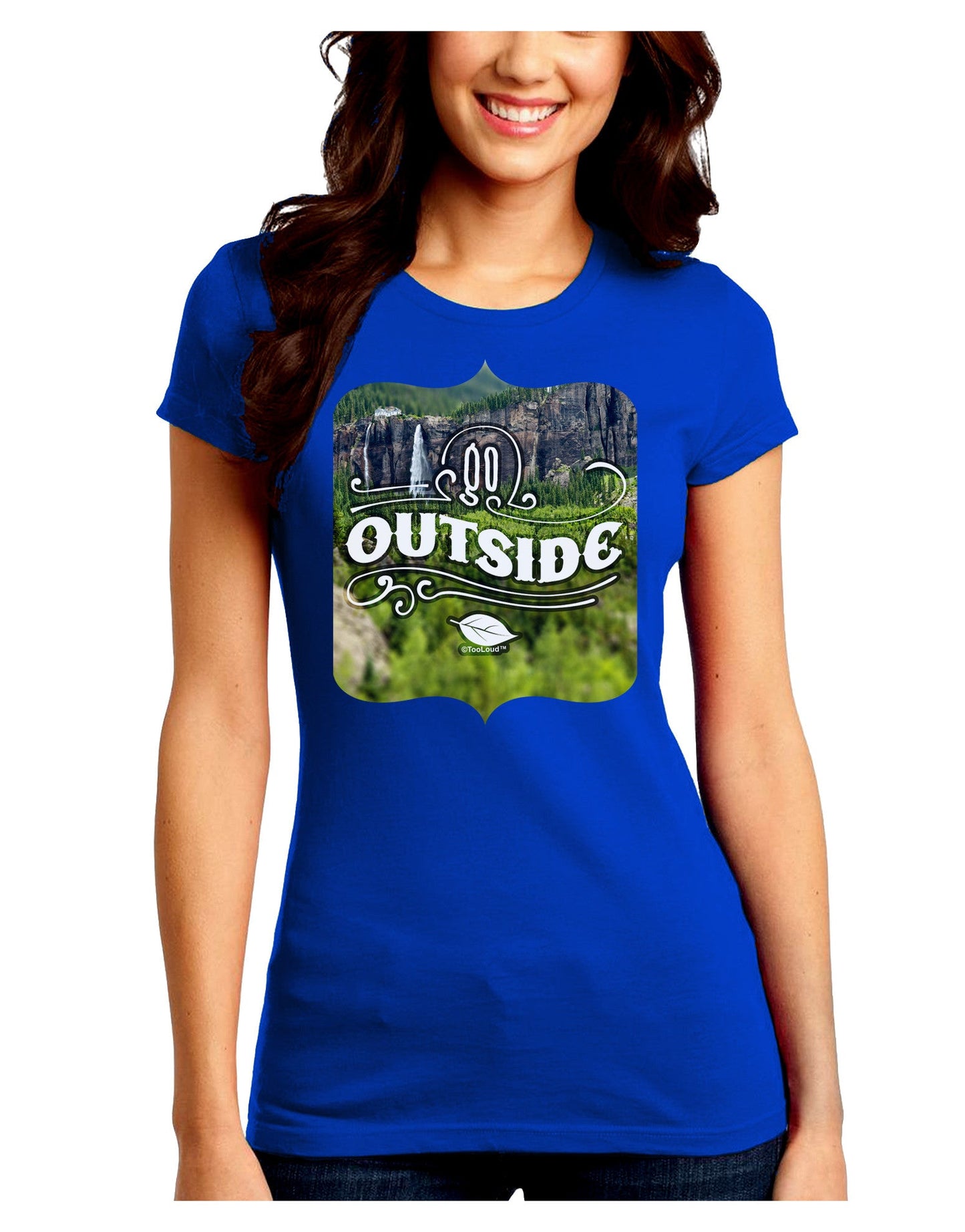 Go Outside - Beautiful Cliffs Juniors Petite Crew Dark T-Shirt-T-Shirts Juniors Tops-TooLoud-Royal-Blue-Juniors Fitted Small-Davson Sales