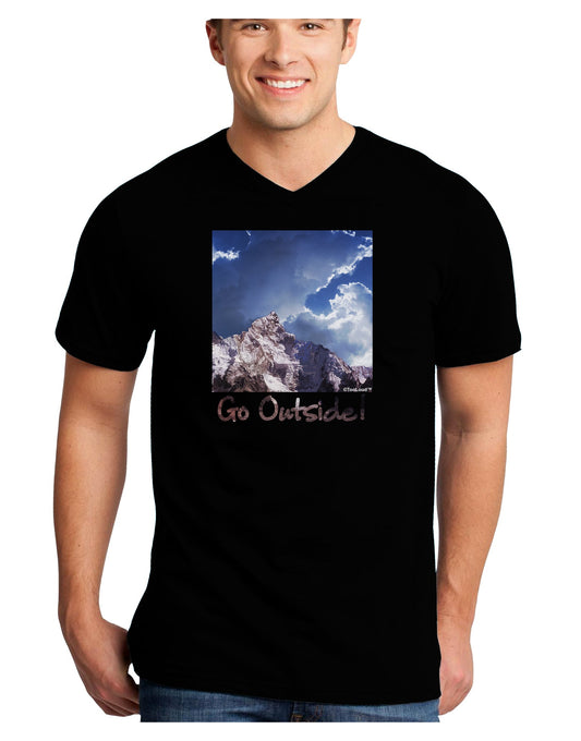 Go Outside Mountain Adult Dark V-Neck T-Shirt by TooLoud-Mens V-Neck T-Shirt-TooLoud-Black-Small-Davson Sales