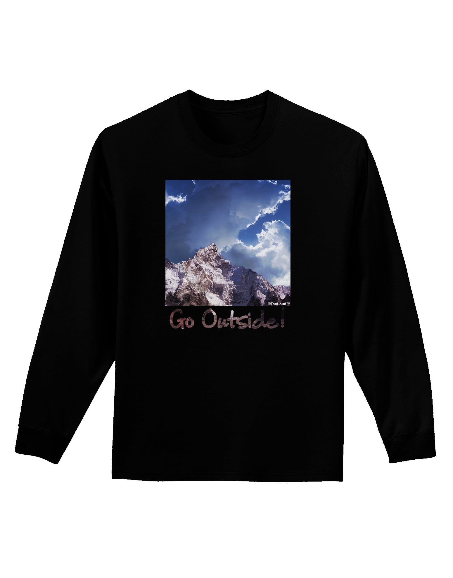 Go Outside Mountain Adult Long Sleeve Dark T-Shirt by TooLoud-TooLoud-Black-Small-Davson Sales