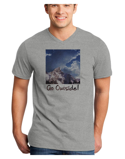 Go Outside Mountain Adult V-Neck T-shirt by TooLoud-Mens V-Neck T-Shirt-TooLoud-HeatherGray-Small-Davson Sales