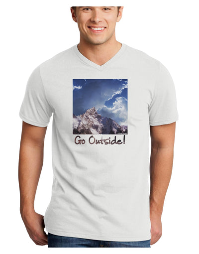 Go Outside Mountain Adult V-Neck T-shirt by TooLoud-Mens V-Neck T-Shirt-TooLoud-White-Small-Davson Sales