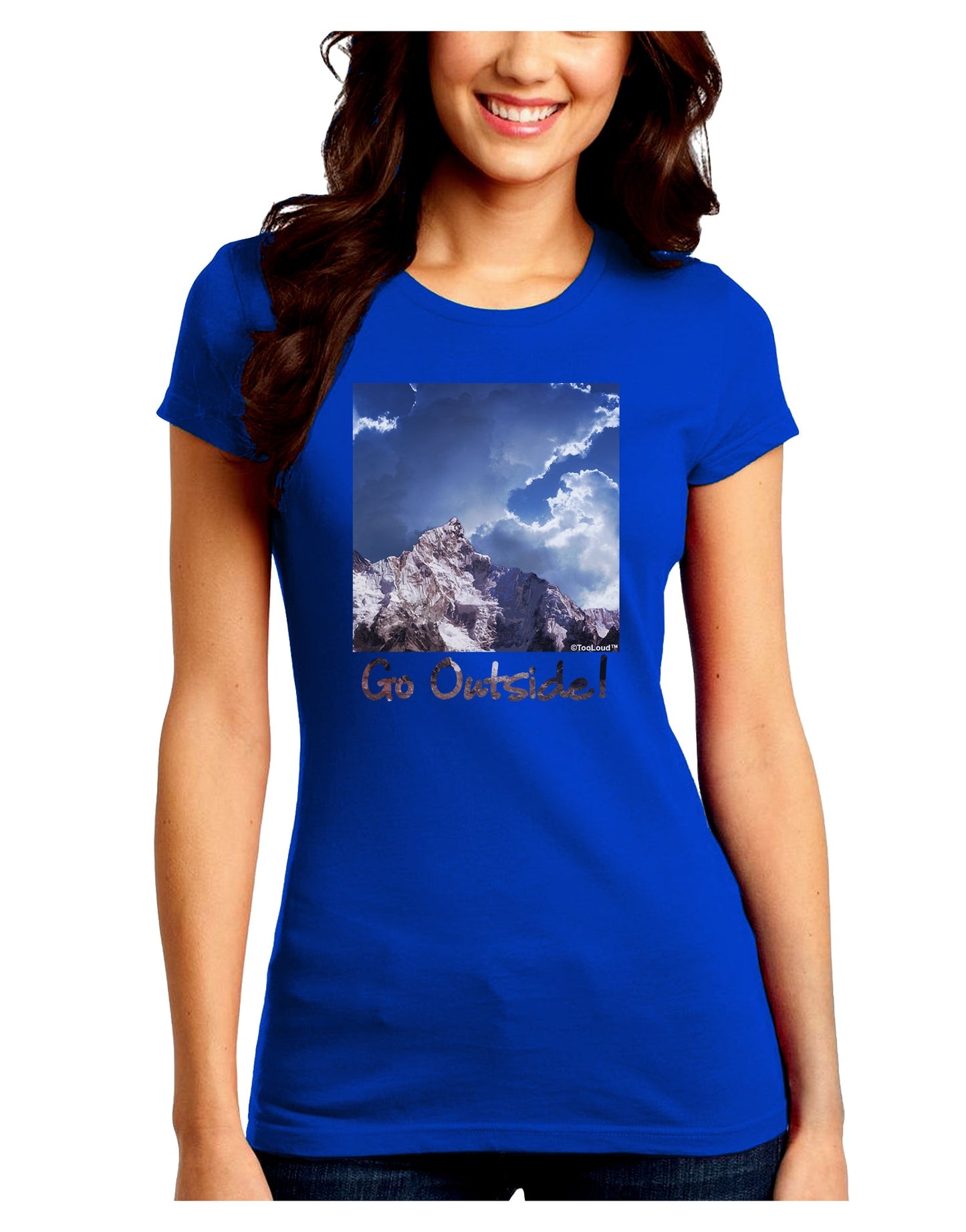 Go Outside Mountain Juniors Crew Dark T-Shirt by TooLoud-T-Shirts Juniors Tops-TooLoud-Royal-Blue-Juniors Fitted Small-Davson Sales