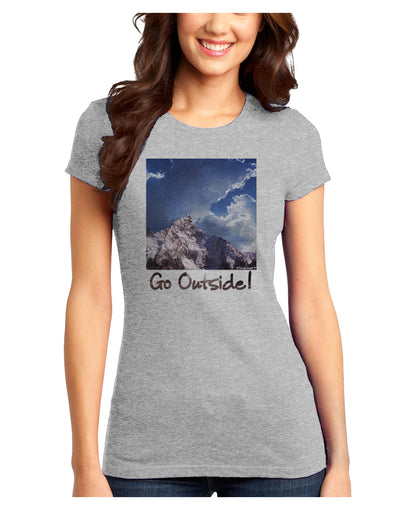 Go Outside Mountain Juniors T-Shirt by TooLoud-Womens Juniors T-Shirt-TooLoud-Ash-Gray-Juniors Fitted X-Small-Davson Sales