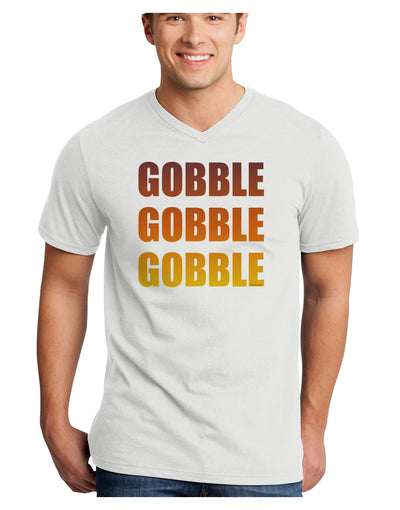 Gobble Gobble Gobble - Thanksgiving Adult V-Neck T-shirt-Mens V-Neck T-Shirt-TooLoud-White-Small-Davson Sales