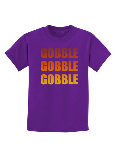 Gobble Gobble Gobble - Thanksgiving Childrens Dark T-Shirt-Childrens T-Shirt-TooLoud-Purple-X-Small-Davson Sales