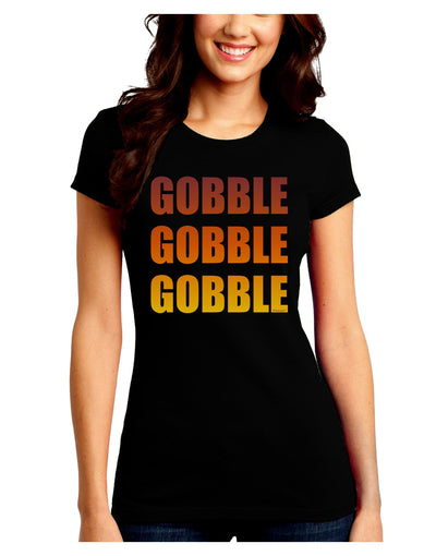 Gobble Gobble Gobble - Thanksgiving Juniors Crew Dark T-Shirt-T-Shirts Juniors Tops-TooLoud-Black-Juniors Fitted Small-Davson Sales