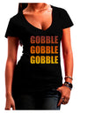 Gobble Gobble Gobble - Thanksgiving Juniors V-Neck Dark T-Shirt-Womens V-Neck T-Shirts-TooLoud-Black-Juniors Fitted Small-Davson Sales