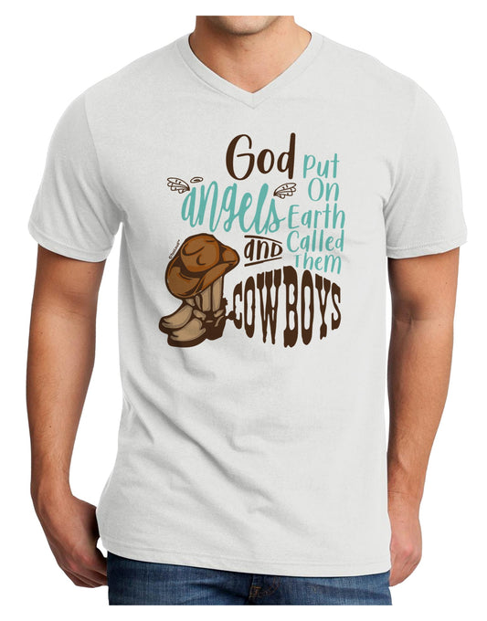 God put Angels on Earth and called them Cowboys Adult V-Neck T-shirt-Mens T-Shirt-TooLoud-White-Small-Davson Sales