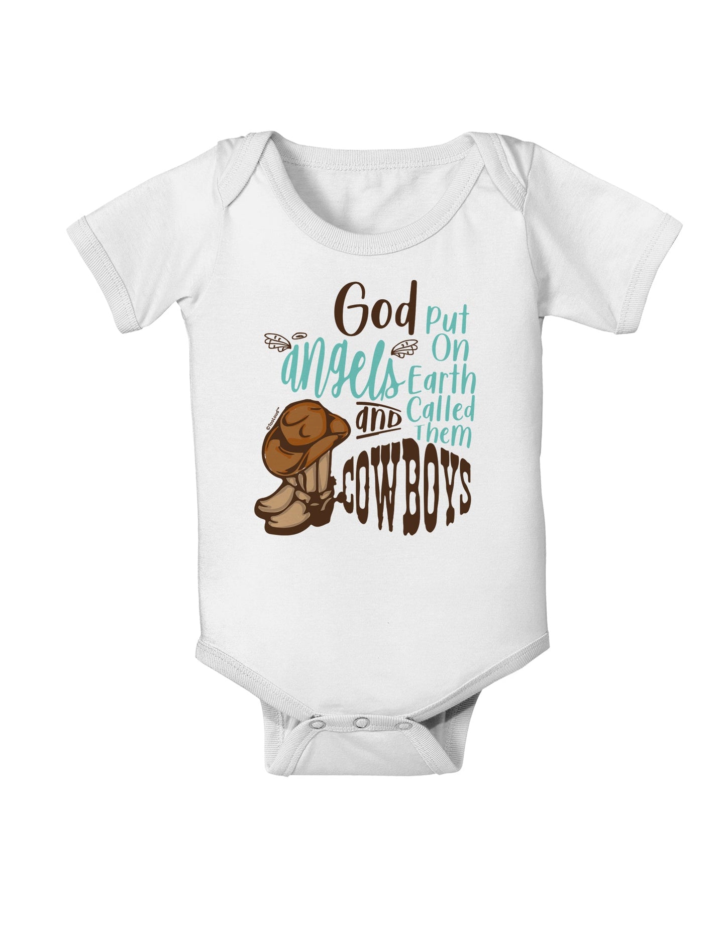 God put Angels on Earth and called them Cowboys Baby Romper Bodysuit-Baby Romper-TooLoud-White-06-Months-Davson Sales