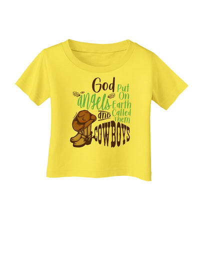 God put Angels on Earth and called them Cowboys Infant T-Shirt-Infant T-Shirt-TooLoud-Yellow-06-Months-Davson Sales