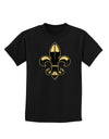 Golden Fleur de Lis Childrens Dark T-Shirt-Childrens T-Shirt-TooLoud-Black-X-Small-Davson Sales