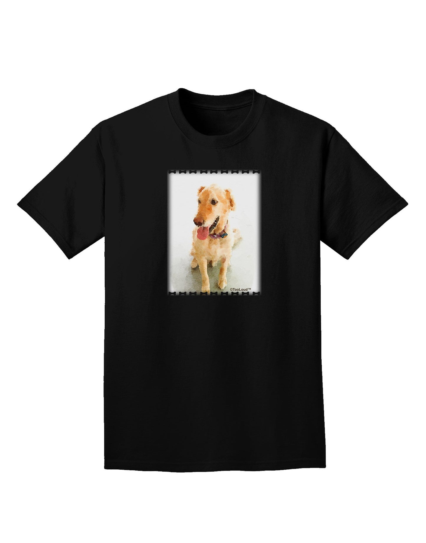 Golden Retriever Watercolor Adult Dark T-Shirt-Mens T-Shirt-TooLoud-Black-Small-Davson Sales