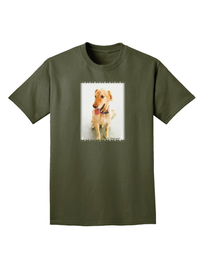 Golden Retriever Watercolor Adult Dark T-Shirt-Mens T-Shirt-TooLoud-Military-Green-Small-Davson Sales