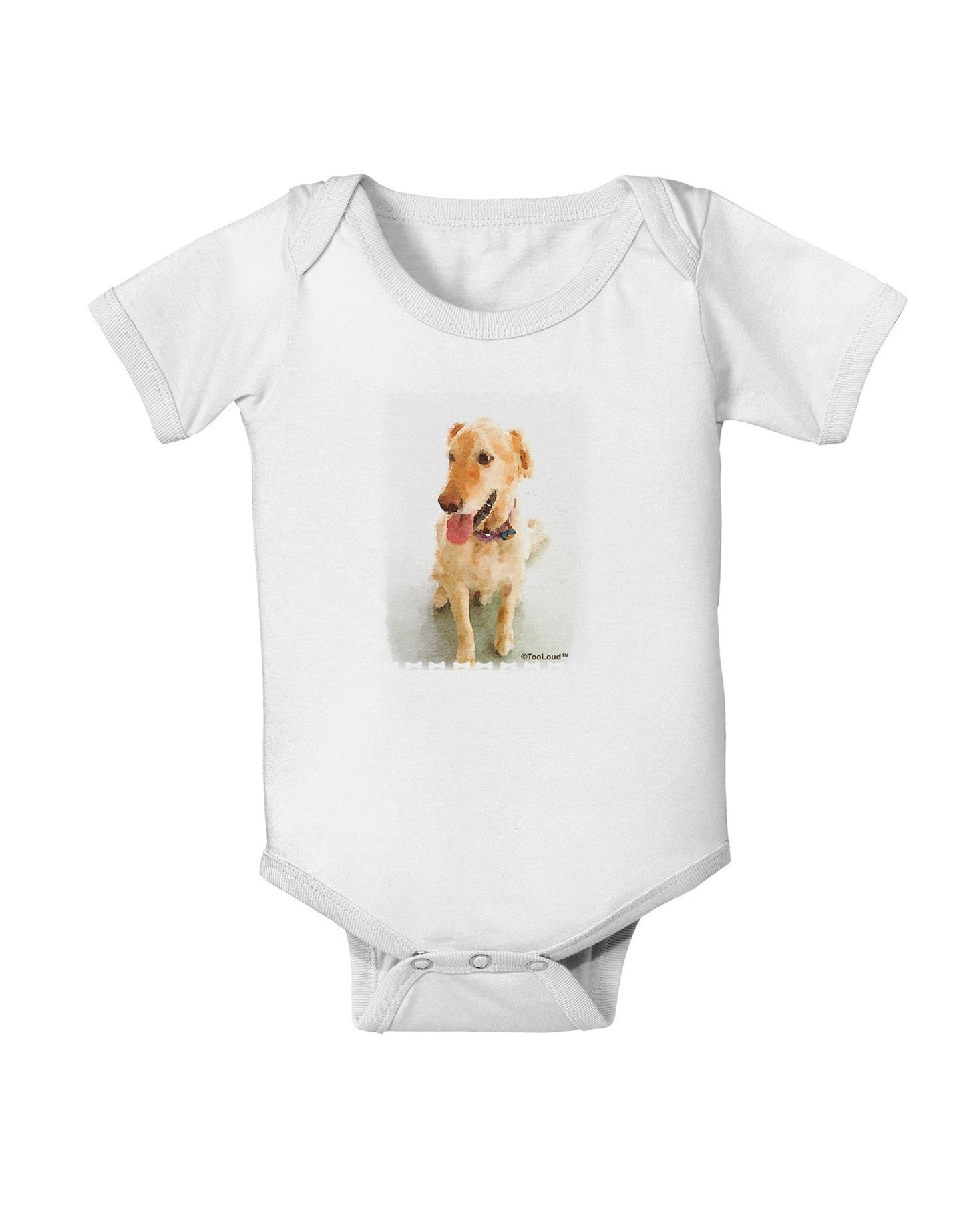 Golden Retriever Watercolor Baby Romper Bodysuit-Baby Romper-TooLoud-White-06-Months-Davson Sales