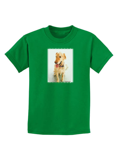 Golden Retriever Watercolor Childrens Dark T-Shirt-Childrens T-Shirt-TooLoud-Kelly-Green-X-Small-Davson Sales