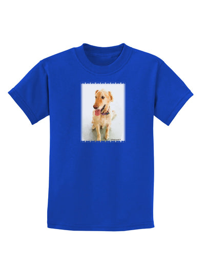 Golden Retriever Watercolor Childrens Dark T-Shirt-Childrens T-Shirt-TooLoud-Royal-Blue-X-Small-Davson Sales