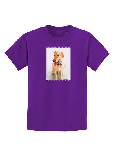 Golden Retriever Watercolor Childrens Dark T-Shirt-Childrens T-Shirt-TooLoud-Purple-X-Small-Davson Sales