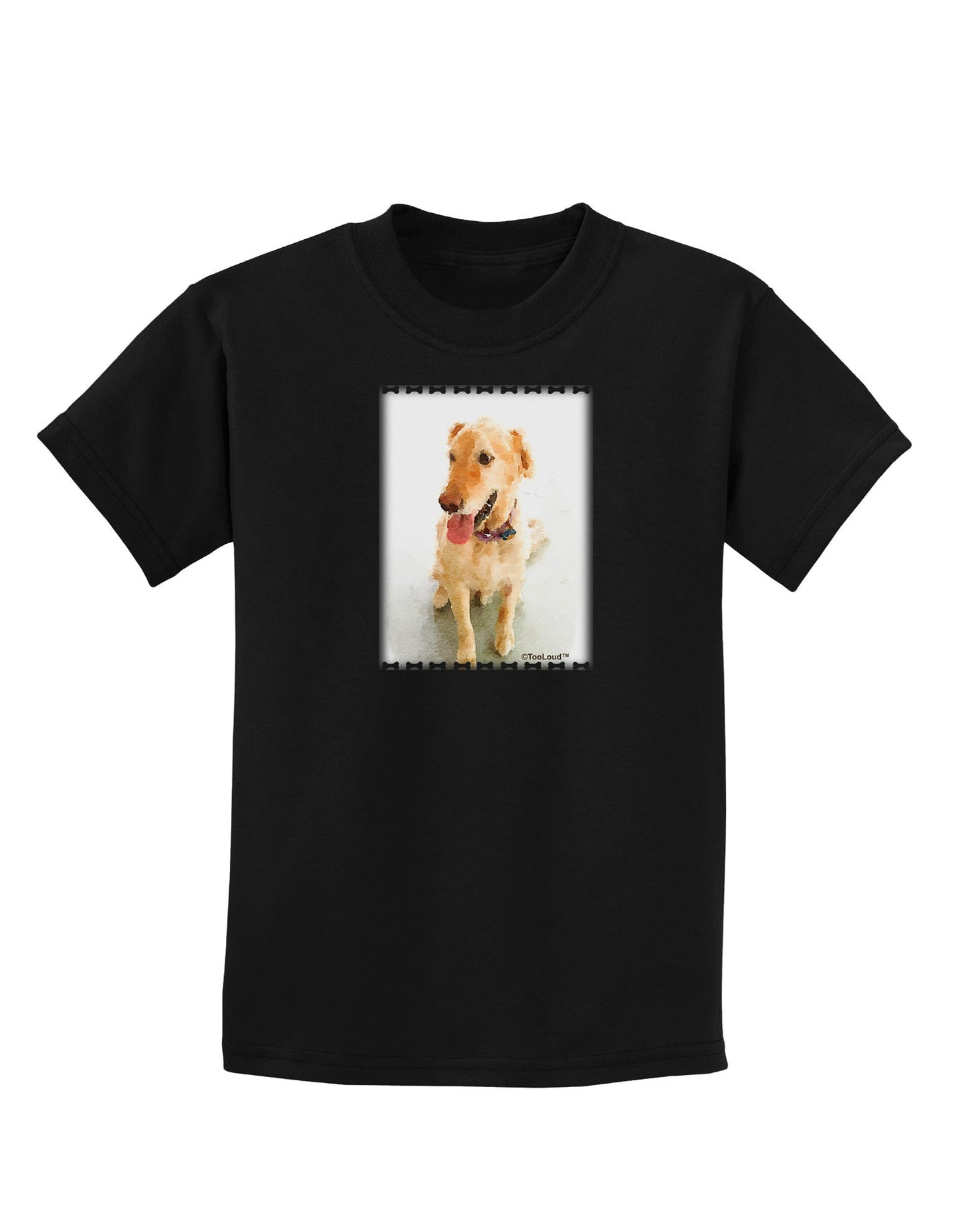 Golden Retriever Watercolor Childrens Dark T-Shirt-Childrens T-Shirt-TooLoud-Black-X-Small-Davson Sales