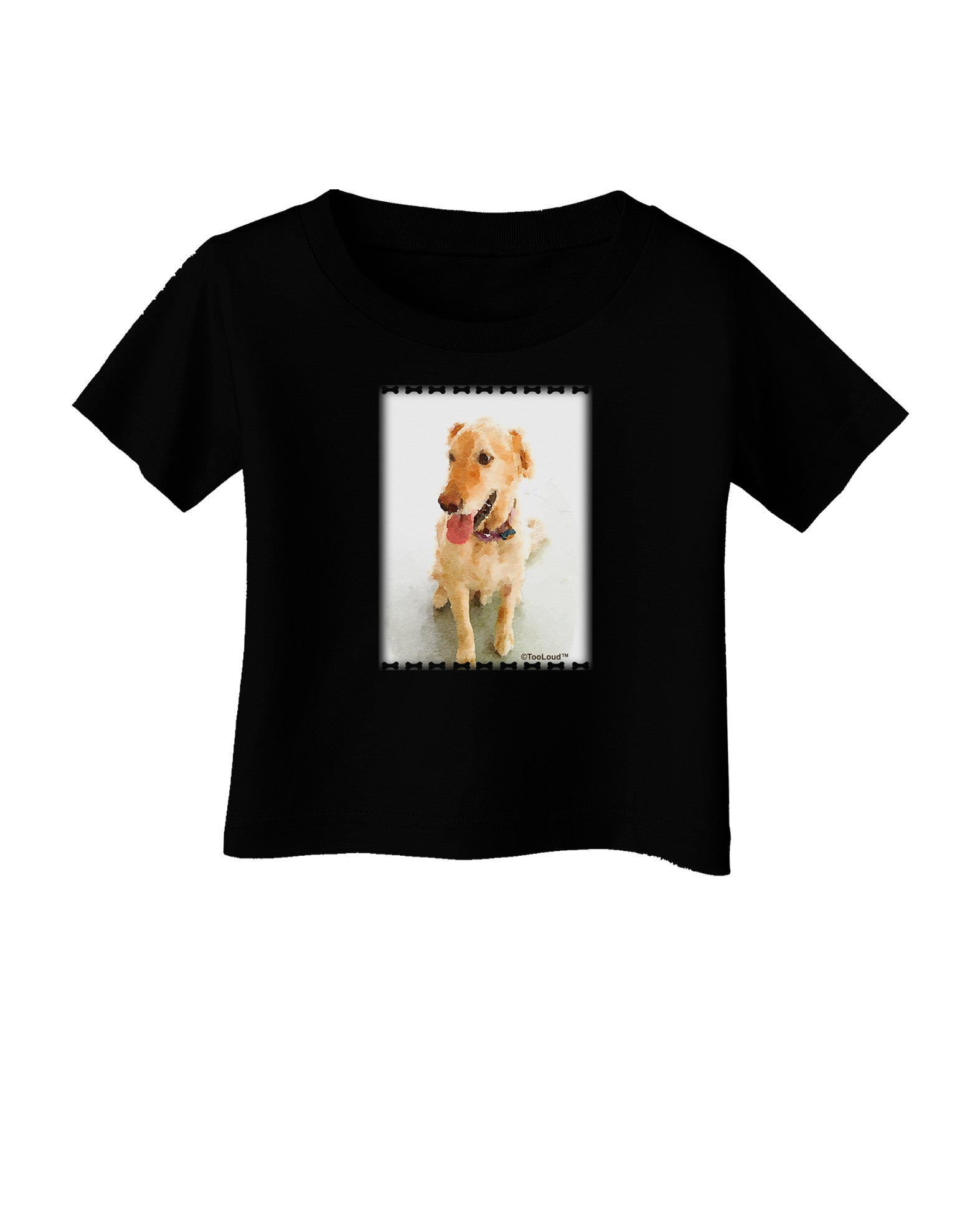 Golden Retriever Watercolor Infant T-Shirt Dark-Infant T-Shirt-TooLoud-Black-06-Months-Davson Sales