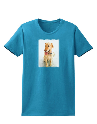 Golden Retriever Watercolor Womens Dark T-Shirt-TooLoud-Turquoise-X-Small-Davson Sales