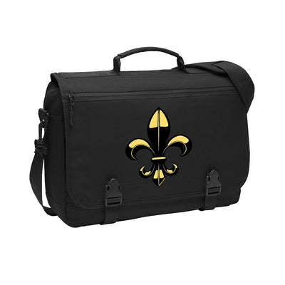 TOOLOUD Golden Fleur de Lis 15" Black Laptop Tablet Case Messenger Bag