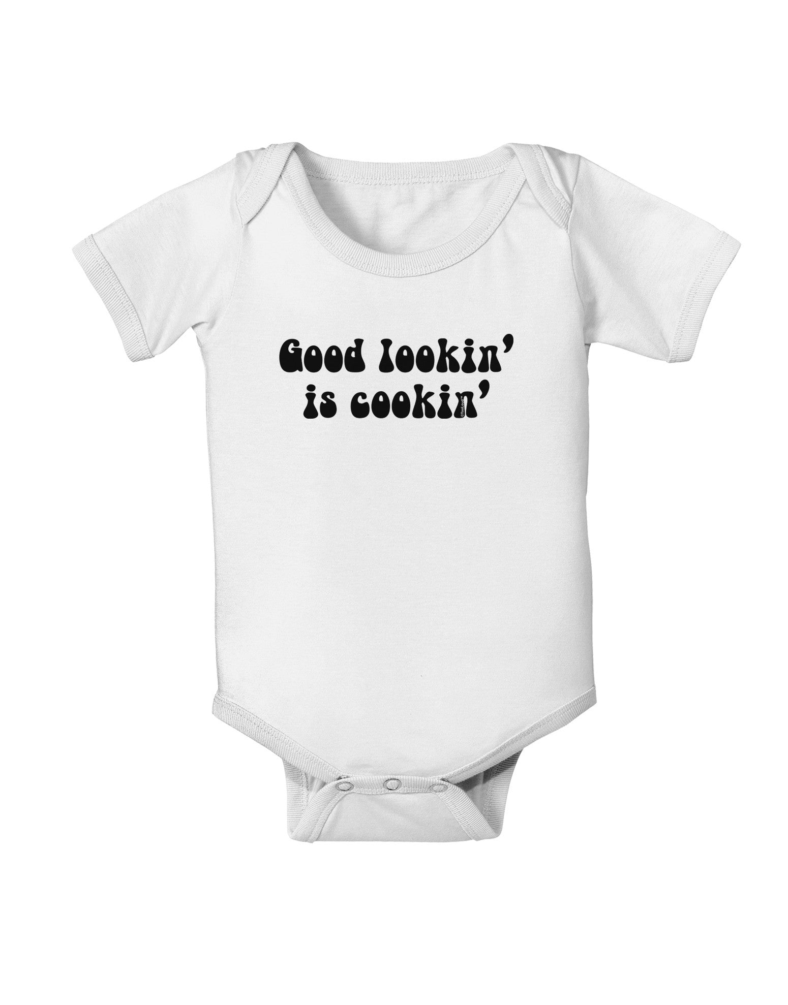 Good Lookin' Is Cookin' - Text Baby Romper Bodysuit-Baby Romper-TooLoud-White-06-Months-Davson Sales