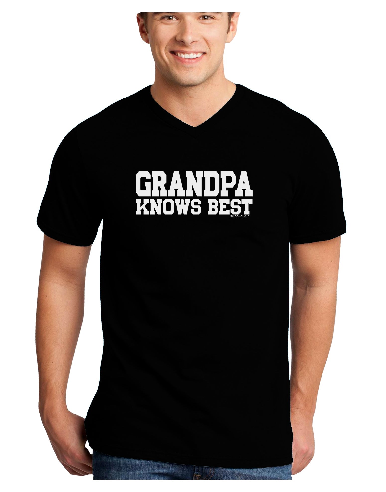 Grandpa Knows Best Adult Dark V-Neck T-Shirt by TooLoud-Mens V-Neck T-Shirt-TooLoud-Black-Small-Davson Sales