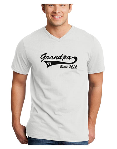 Grandpa Since 2015 Adult V-Neck T-shirt by TooLoud-Mens V-Neck T-Shirt-TooLoud-White-Small-Davson Sales