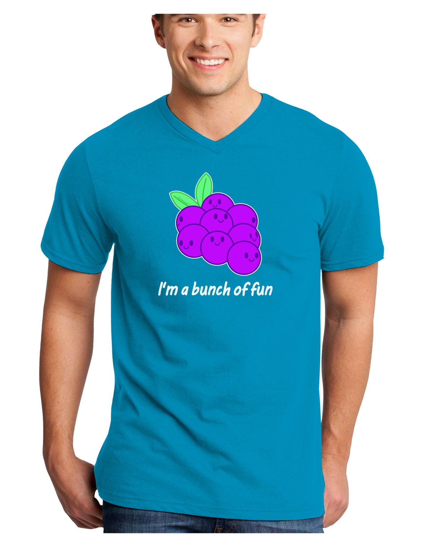 Grapes - I'm a Bunch of Fun Adult Dark V-Neck T-Shirt-Mens V-Neck T-Shirt-TooLoud-Turquoise-Small-Davson Sales