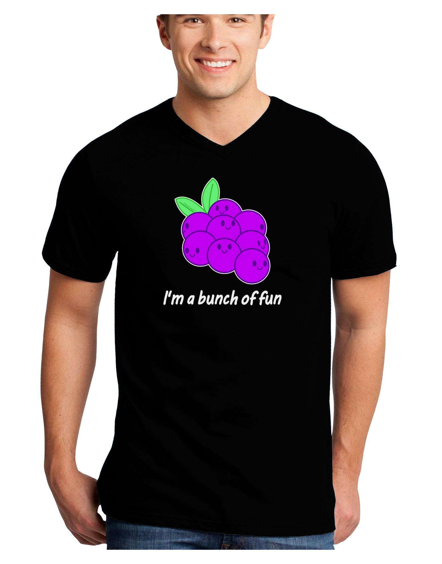 Grapes - I'm a Bunch of Fun Adult Dark V-Neck T-Shirt-Mens V-Neck T-Shirt-TooLoud-Black-Small-Davson Sales