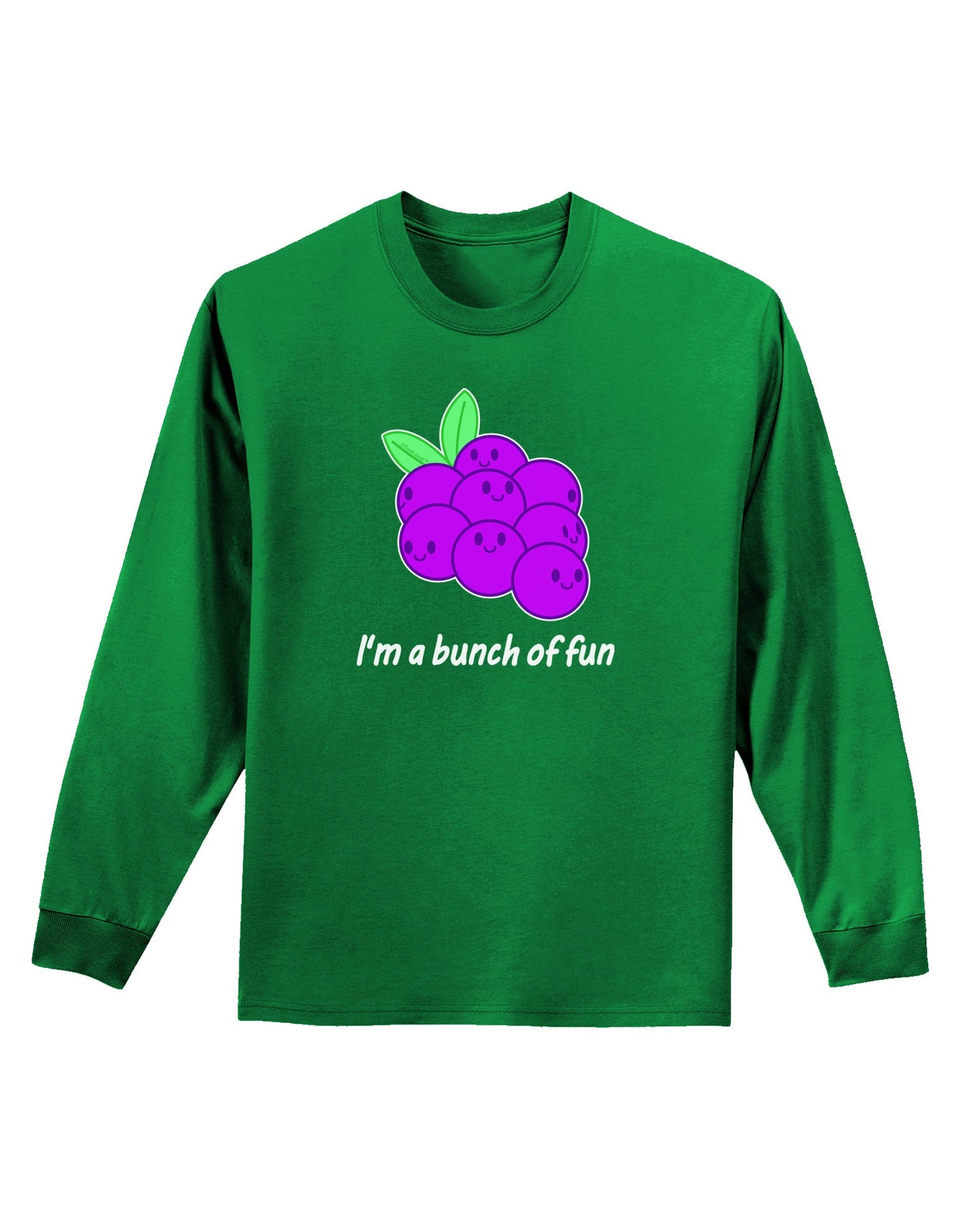 Grapes - I'm a Bunch of Fun Adult Long Sleeve Dark T-Shirt-TooLoud-Kelly-Green-Small-Davson Sales