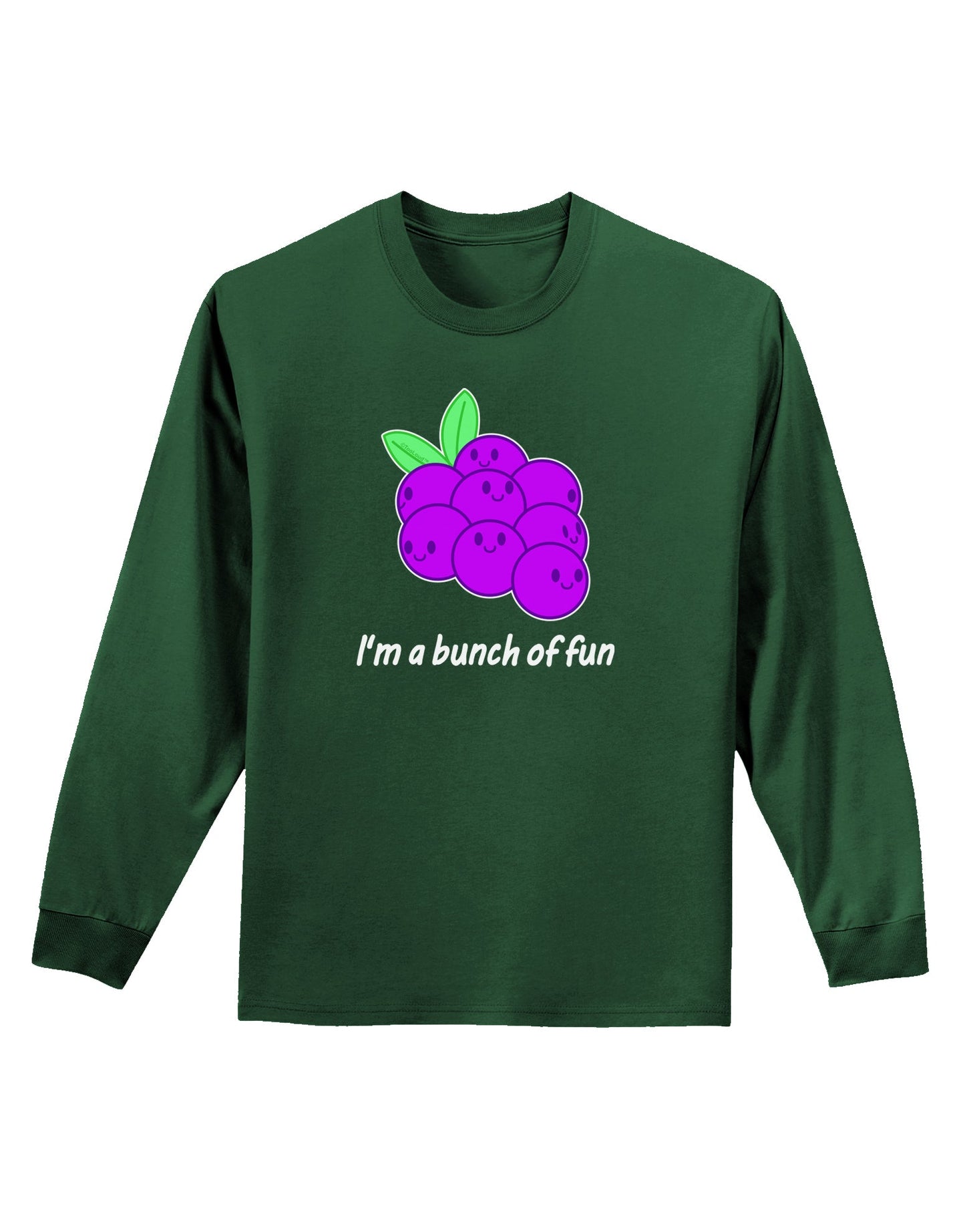 Grapes - I'm a Bunch of Fun Adult Long Sleeve Dark T-Shirt-TooLoud-Dark-Green-Small-Davson Sales