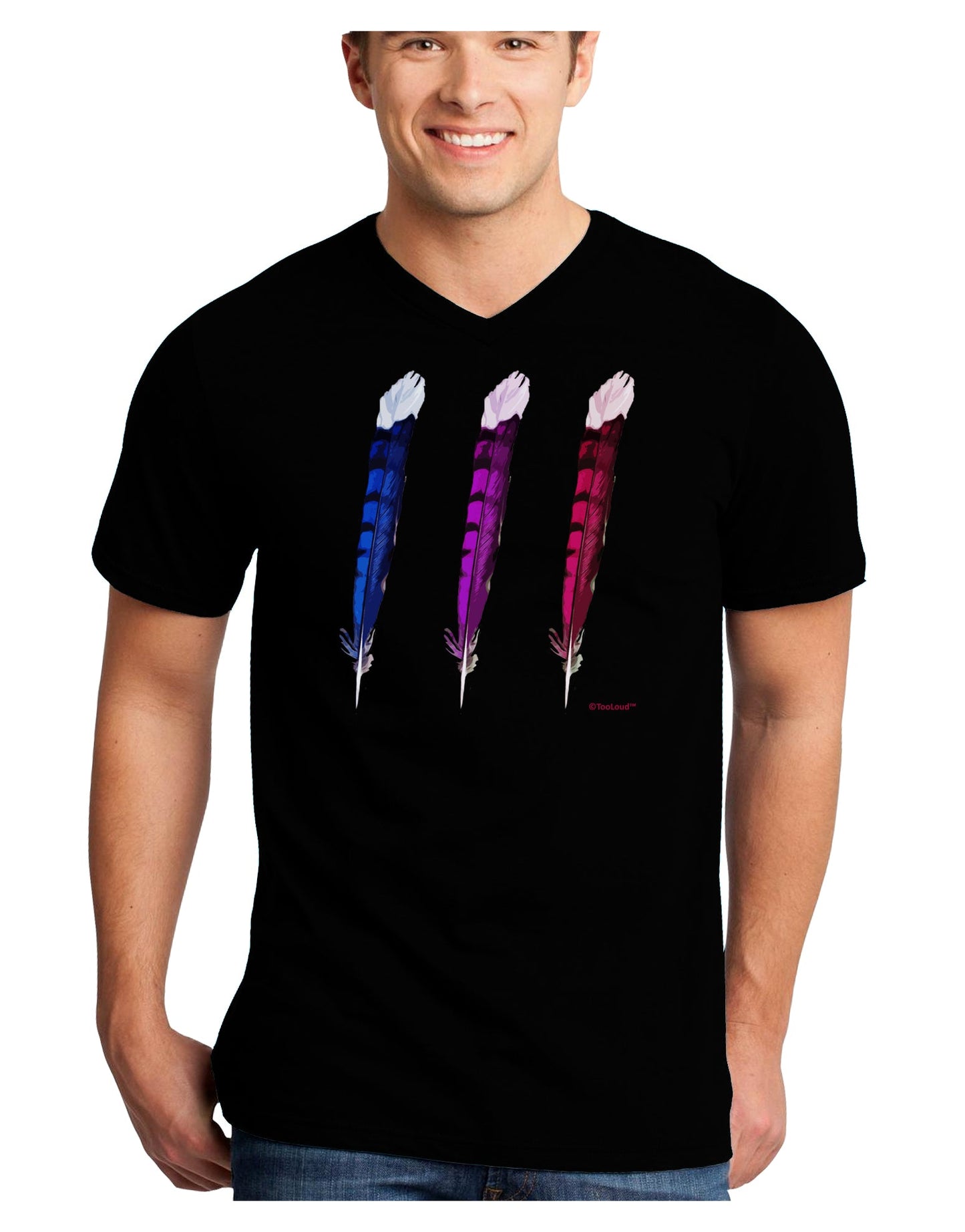 Graphic Feather Design - Feather Trio Adult Dark V-Neck T-Shirt by TooLoud-Mens V-Neck T-Shirt-TooLoud-Black-Small-Davson Sales