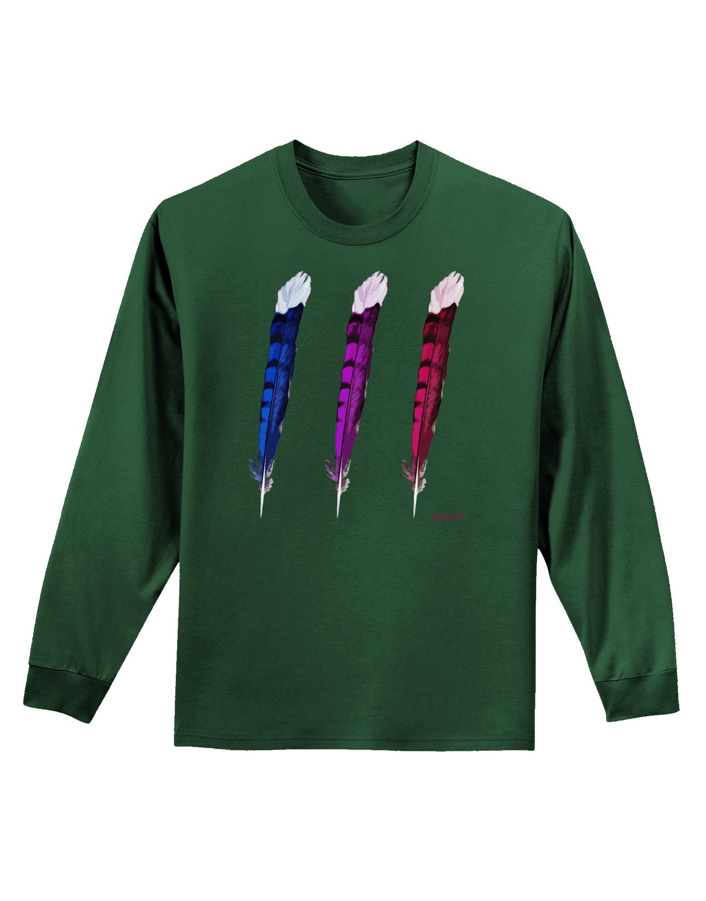 Graphic Feather Design - Feather Trio Adult Long Sleeve Dark T-Shirt by TooLoud-TooLoud-Dark-Green-Small-Davson Sales