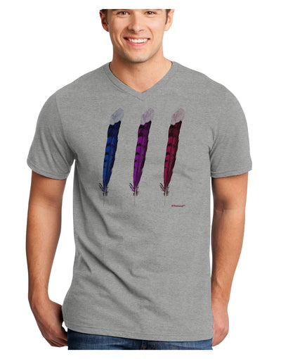 Graphic Feather Design - Feather Trio Adult V-Neck T-shirt by TooLoud-Mens V-Neck T-Shirt-TooLoud-HeatherGray-Small-Davson Sales