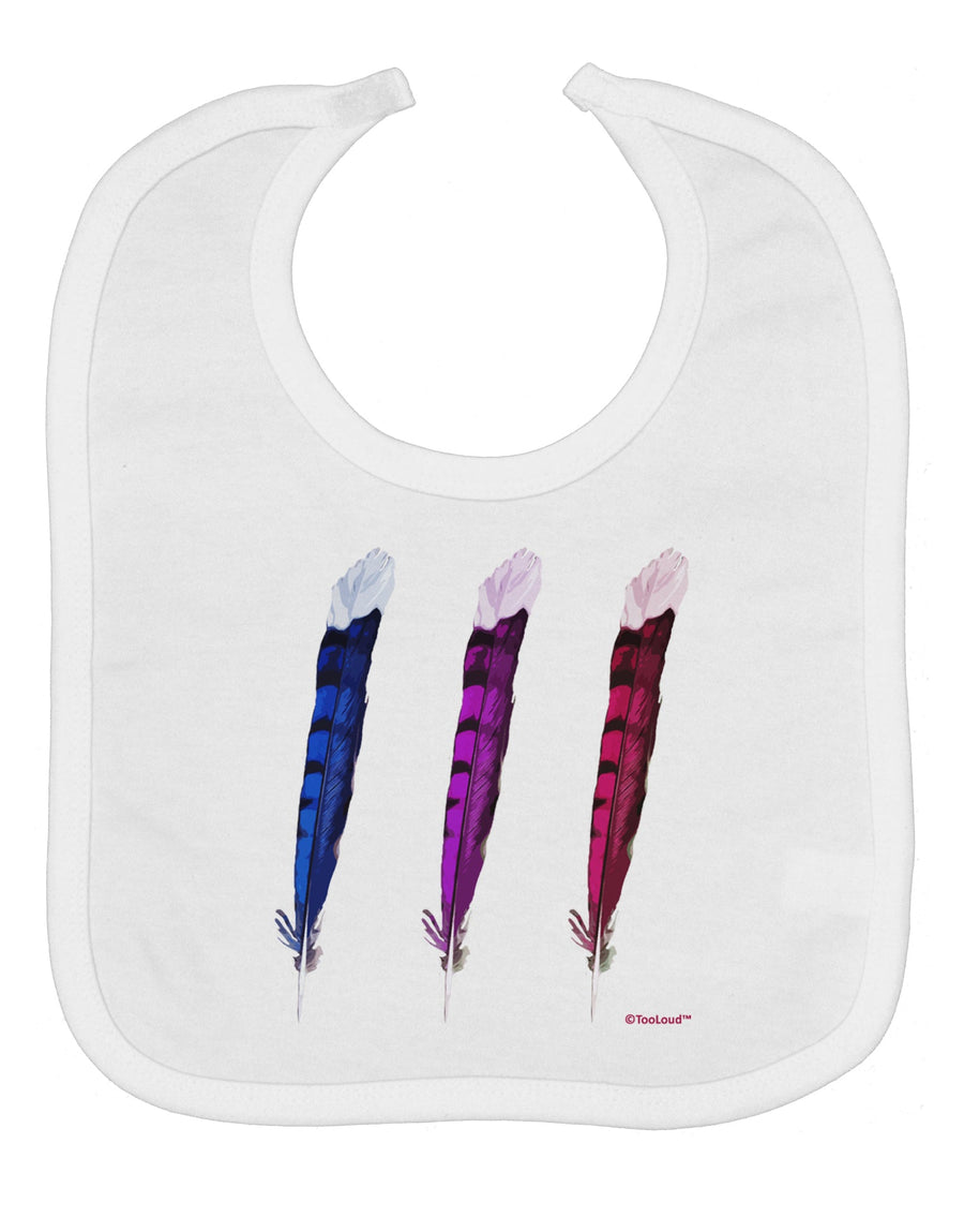 Graphic Feather Design - Feather Trio Baby Bib by TooLoud