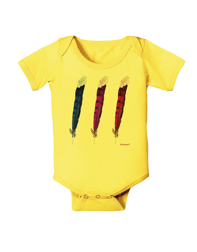 Graphic Feather Design - Feather Trio Baby Romper Bodysuit by TooLoud-Baby Romper-TooLoud-Yellow-06-Months-Davson Sales