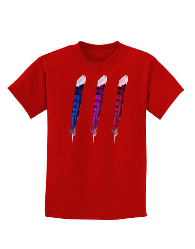 Graphic Feather Design - Feather Trio Childrens Dark T-Shirt by TooLoud-Childrens T-Shirt-TooLoud-Red-X-Small-Davson Sales