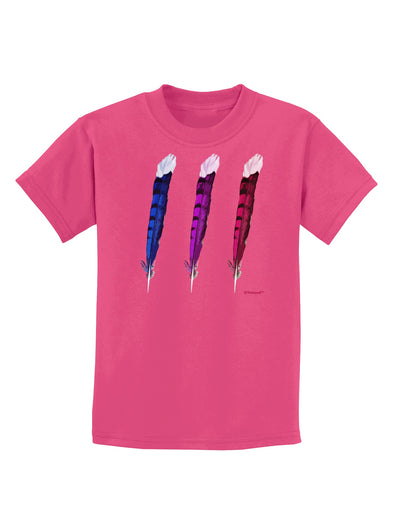 Graphic Feather Design - Feather Trio Childrens Dark T-Shirt by TooLoud-Childrens T-Shirt-TooLoud-Sangria-X-Small-Davson Sales