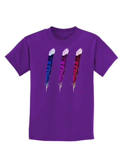 Graphic Feather Design - Feather Trio Childrens Dark T-Shirt by TooLoud-Childrens T-Shirt-TooLoud-Purple-X-Small-Davson Sales