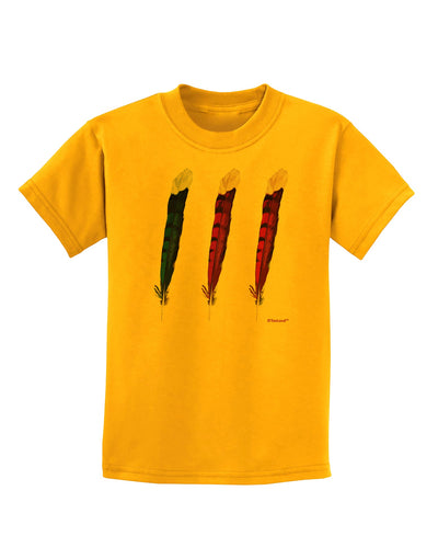 Graphic Feather Design - Feather Trio Childrens T-Shirt by TooLoud-Childrens T-Shirt-TooLoud-Gold-X-Small-Davson Sales