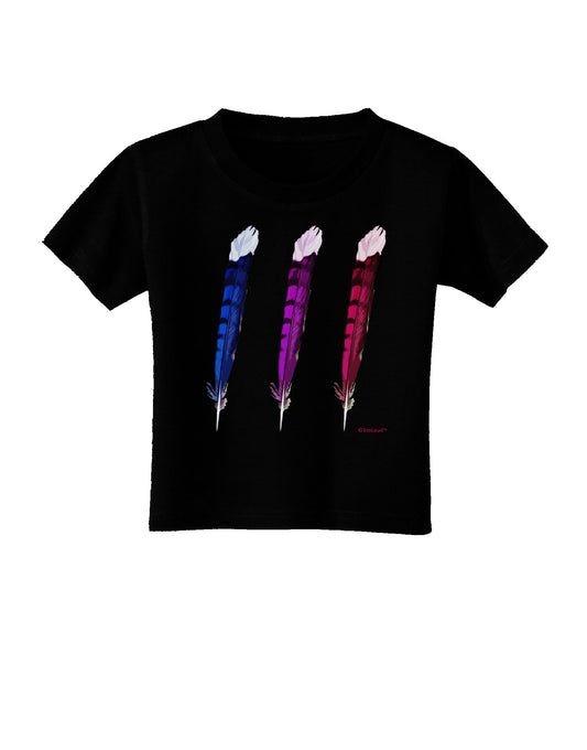 Graphic Feather Design - Feather Trio Toddler T-Shirt Dark by TooLoud-Toddler T-Shirt-TooLoud-Black-2T-Davson Sales