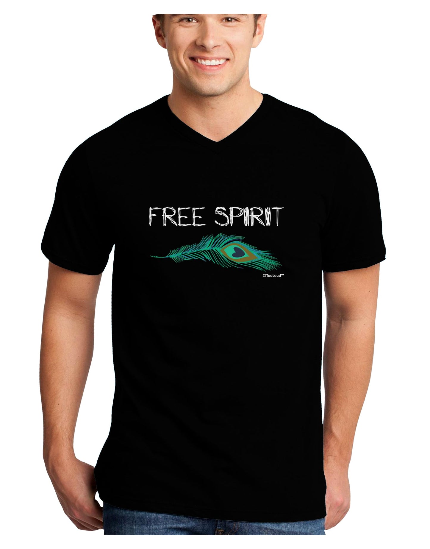 Graphic Feather Design - Free Spirit Adult Dark V-Neck T-Shirt by TooLoud-Mens V-Neck T-Shirt-TooLoud-Black-Small-Davson Sales